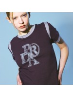 韓國PRENDA - SIDE COMBINATION PRDA TEE WINE